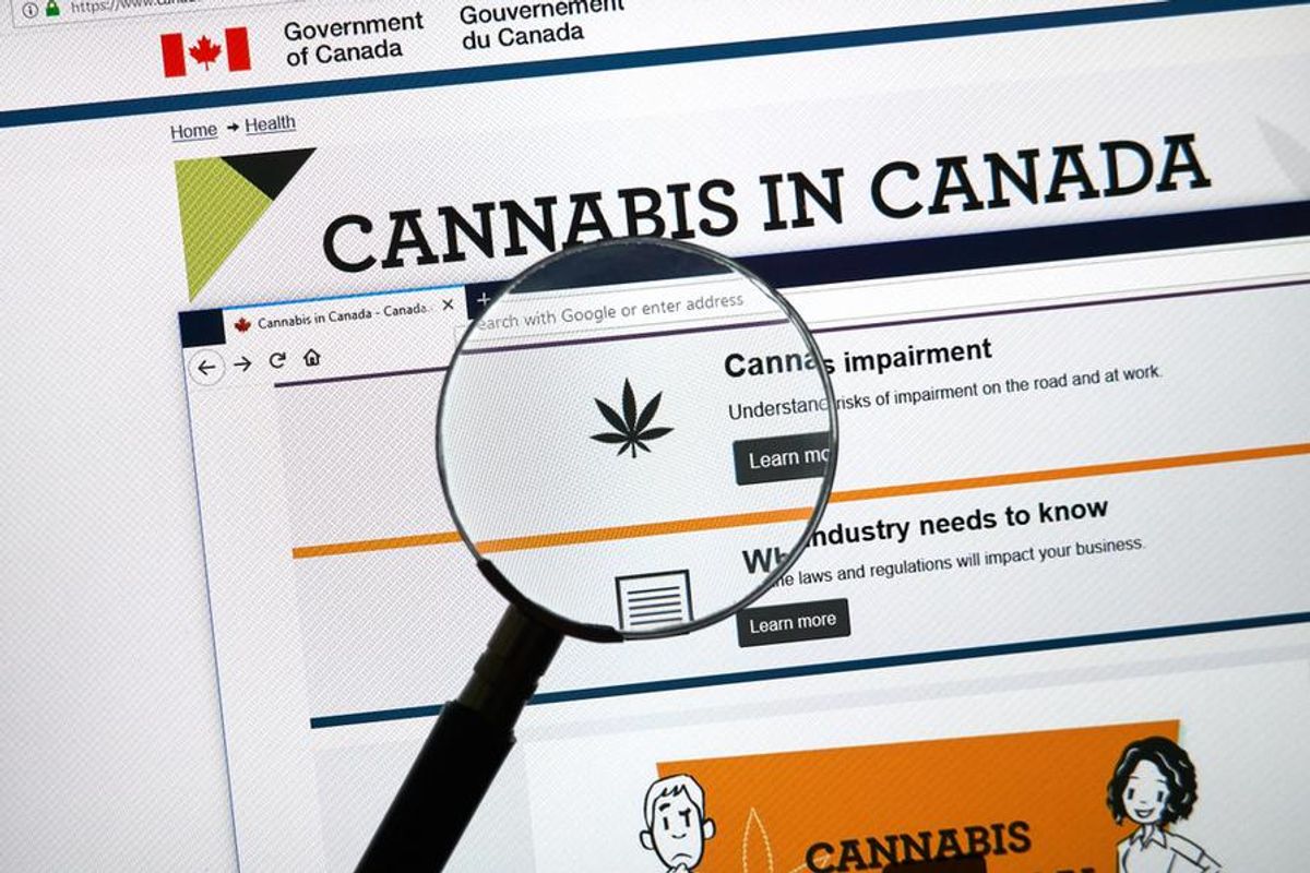 closeup of health canada's cannabis website