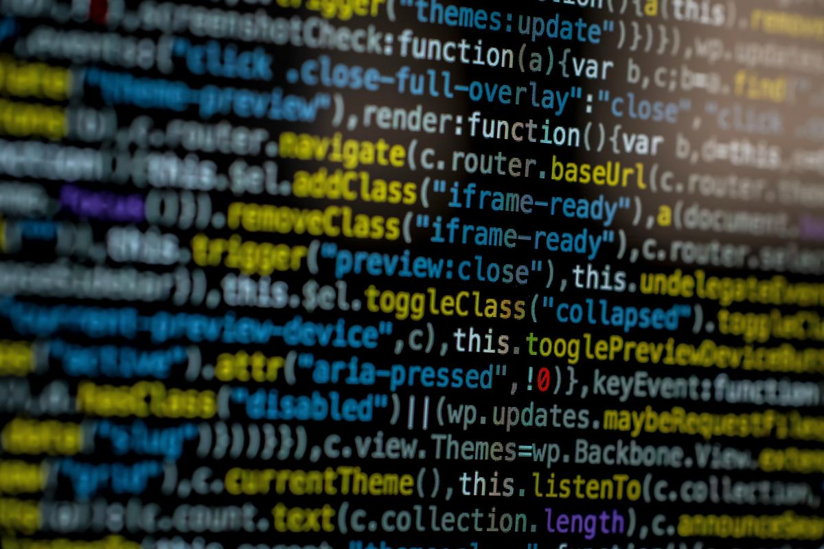 Closeup photo of computer code on screen.