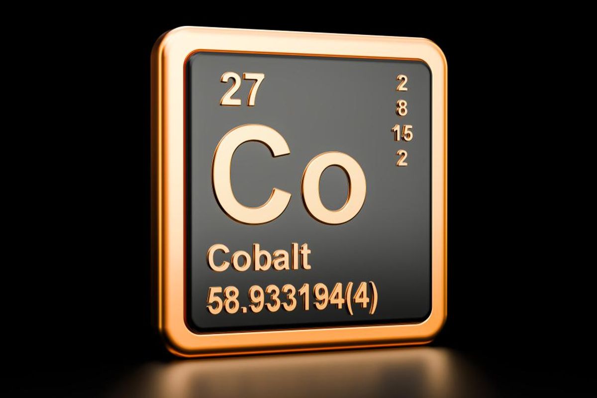 Cobalt Co, chemical element. 3D rendering isolated on black background
