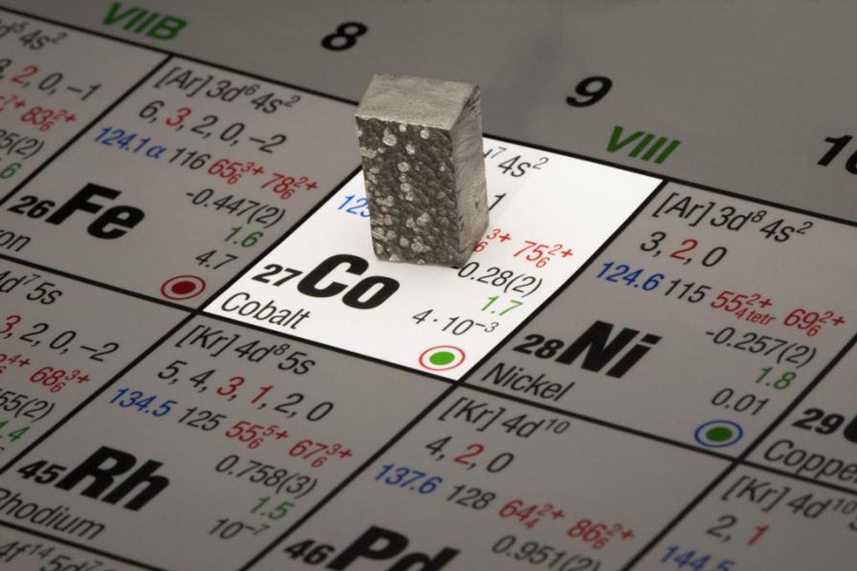 cobalt ore on cobalt periodic table symbol