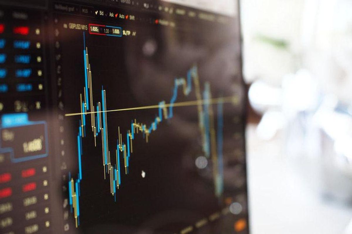 computer screen displaying a stock chart