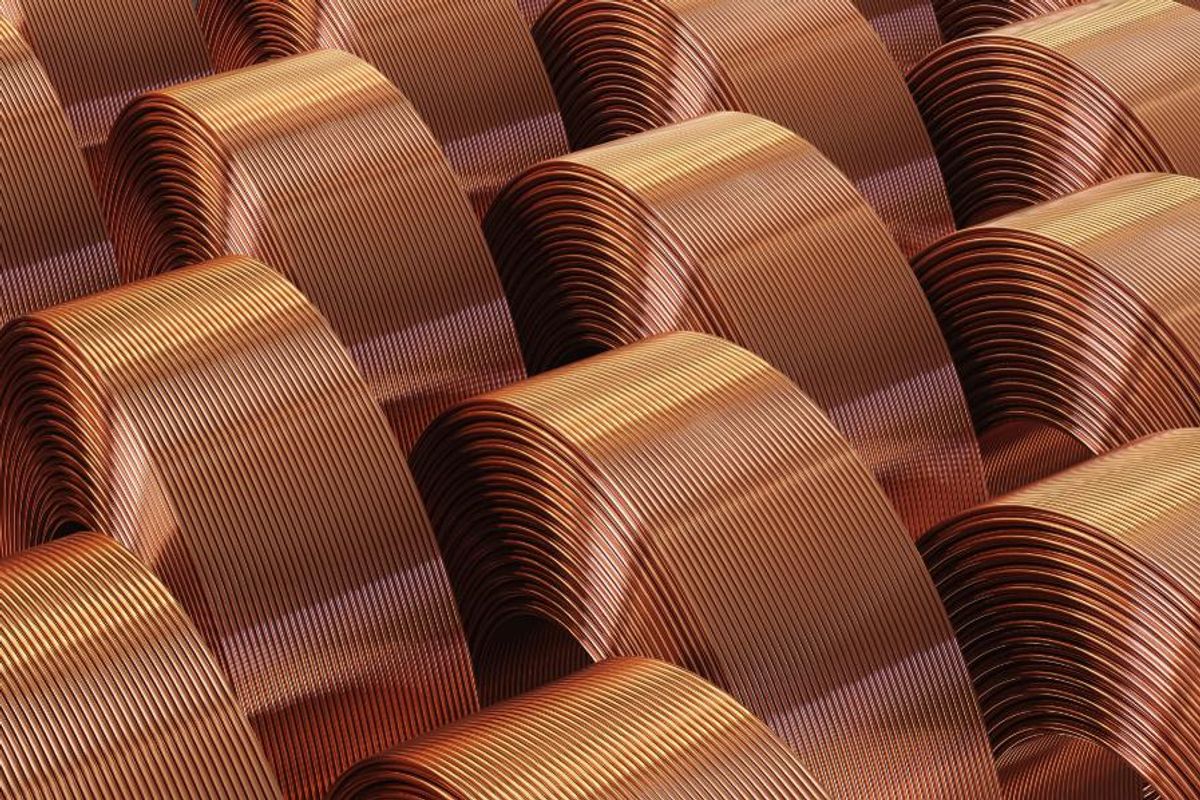 Copper bobbins.
