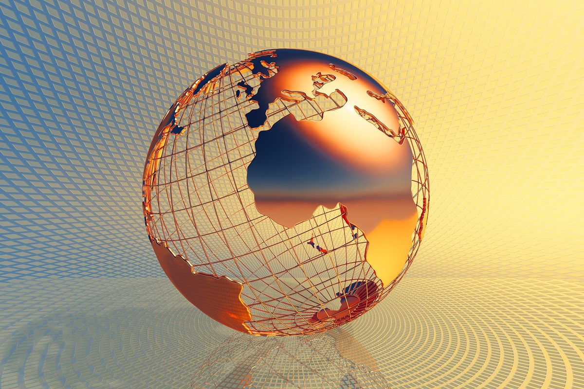 Copper globe.