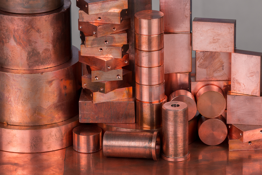 copper objects in varying shapes and sizes