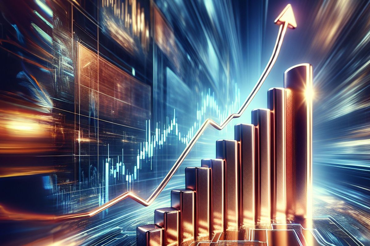Copper price chart going up.