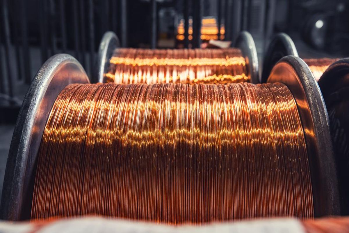 Copper wire cable production in coils