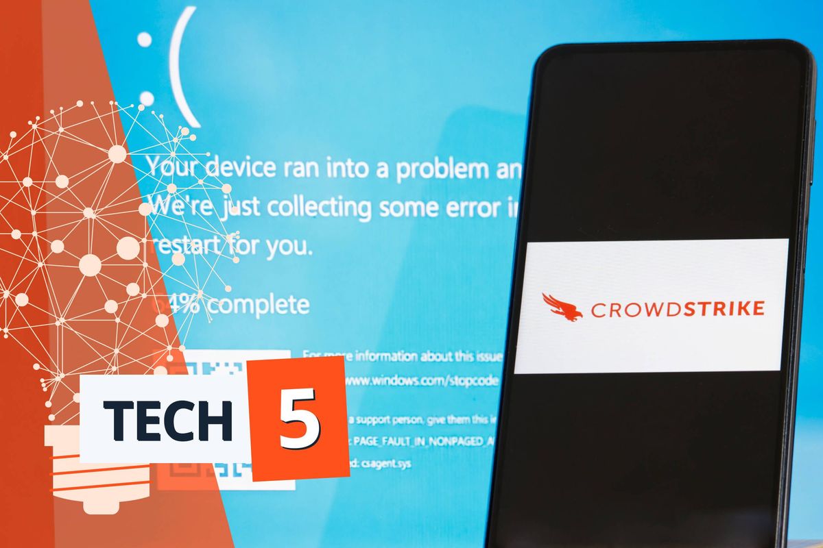 CrowdStrike logo on cell phone.