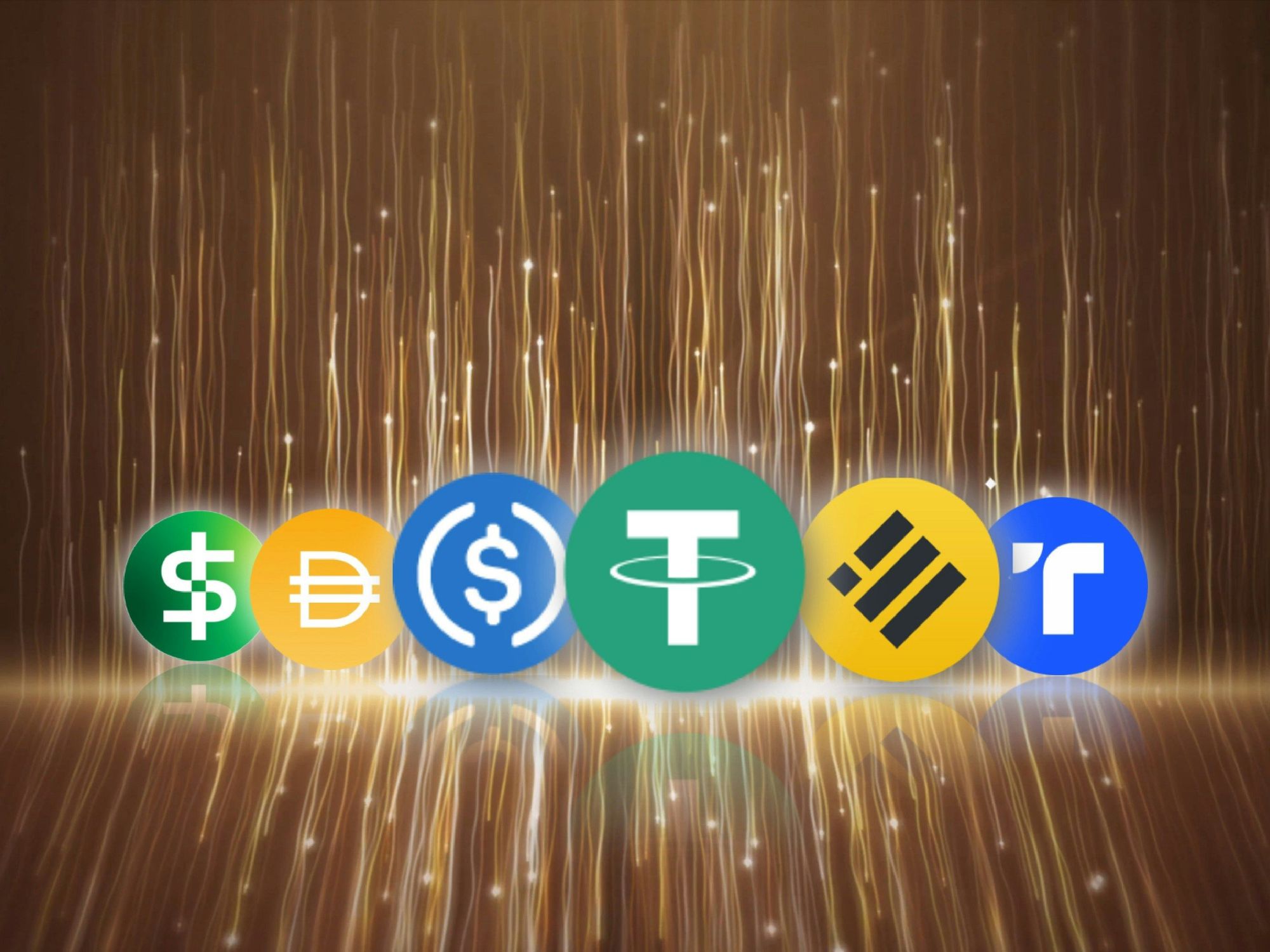 Cryptocurrency symbols.