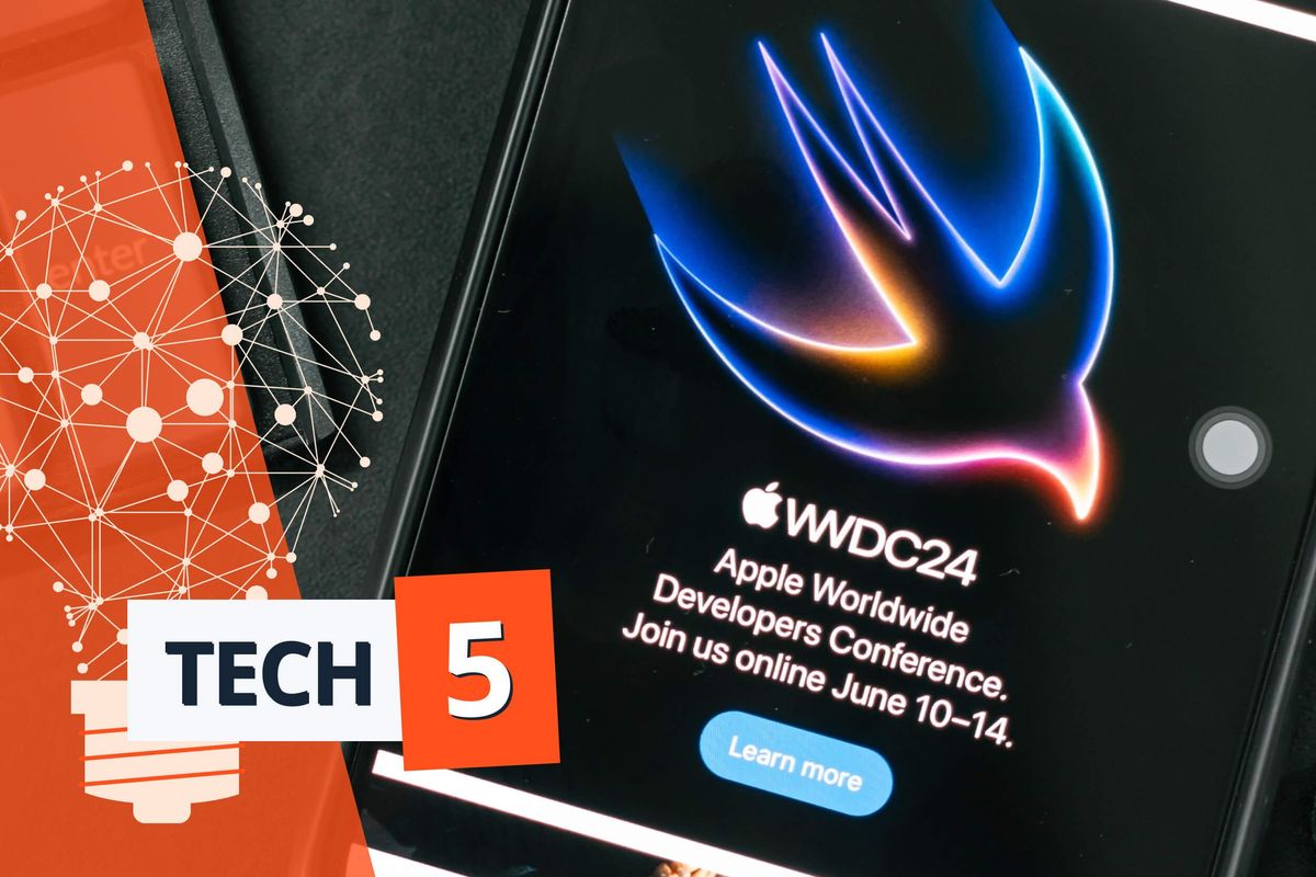 Device displaying information for Apple's WWDC event.