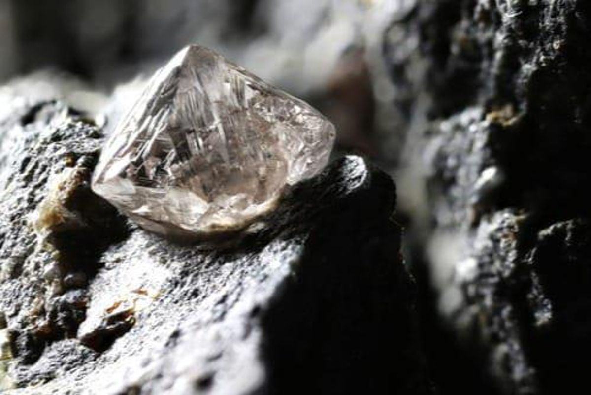 Diamond in kimberlite pipe.