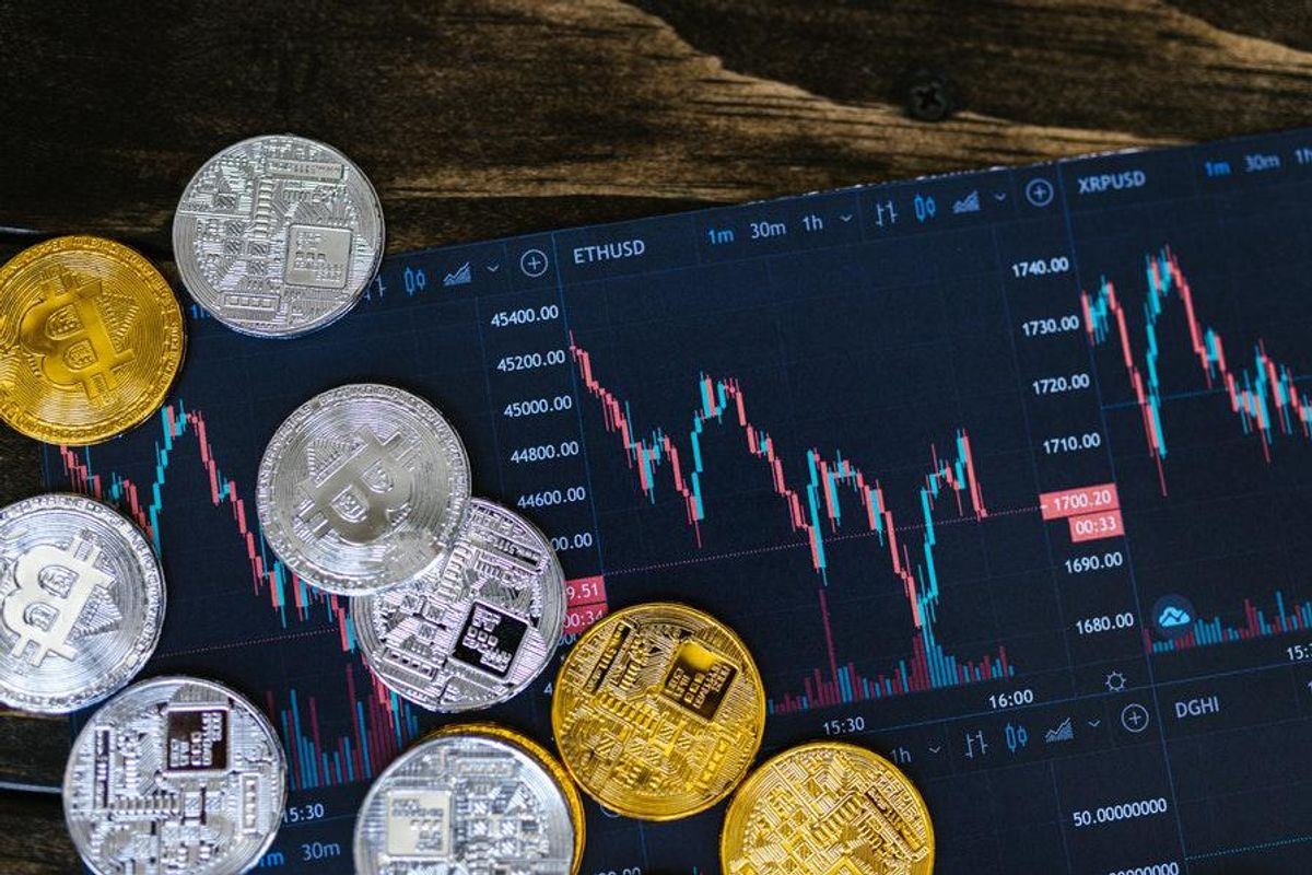 digital coin tokens with stock chart