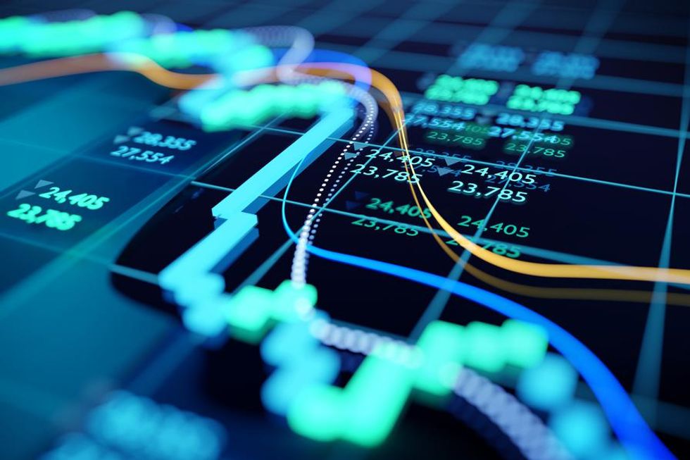 digital stock market tracking graph