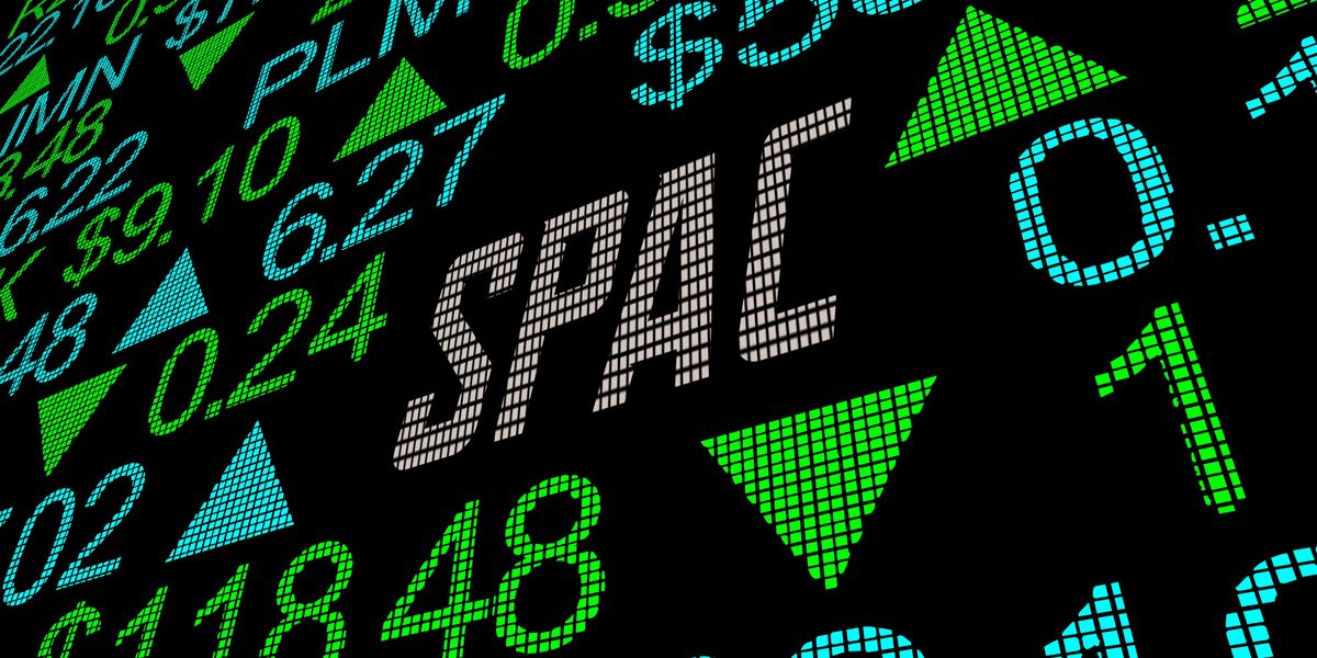 digital text saying spac on stock chart