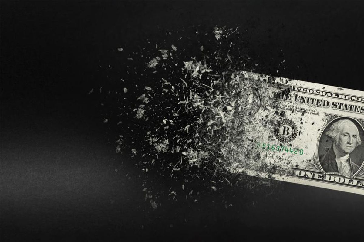 disintegrating us dollar bill