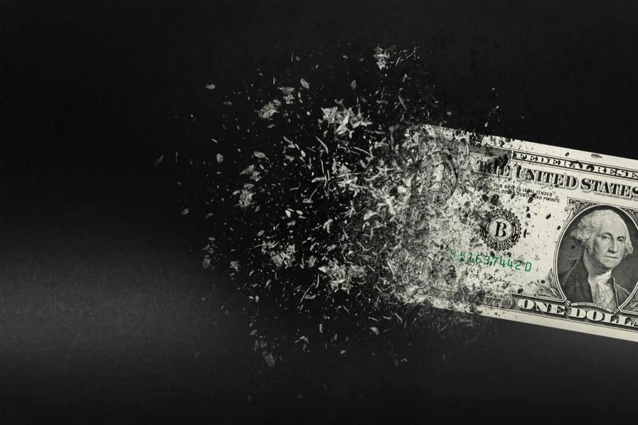 disintegrating us dollar bill
