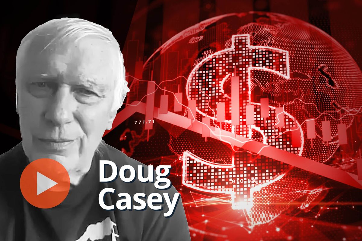 doug casey, red globe, dollar sign