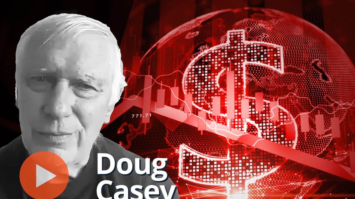 doug casey, red globe, dollar sign