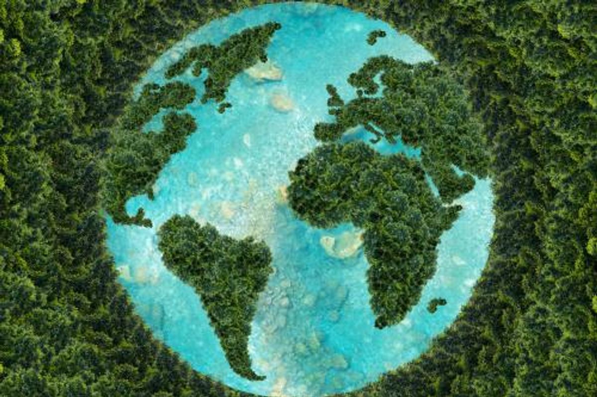 earth marked with green trees