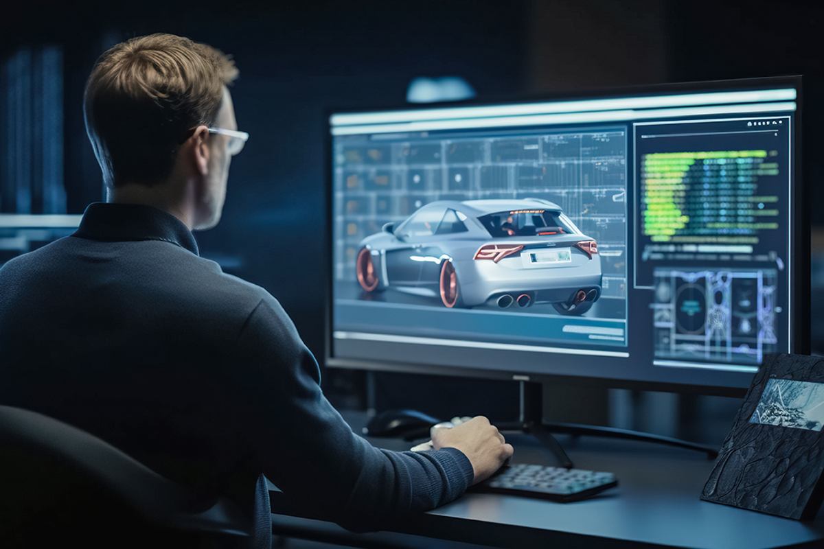 Electric car and manufacturing efficiency concept.