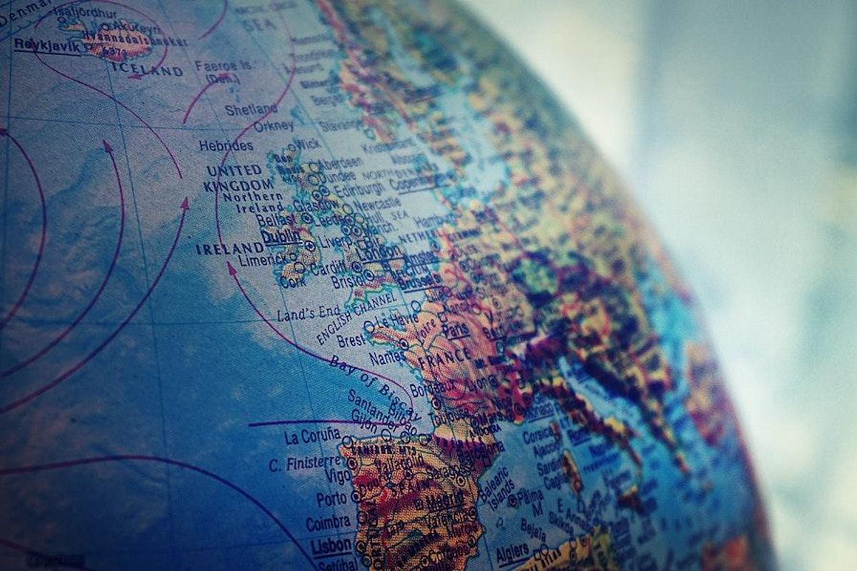 europe on globe