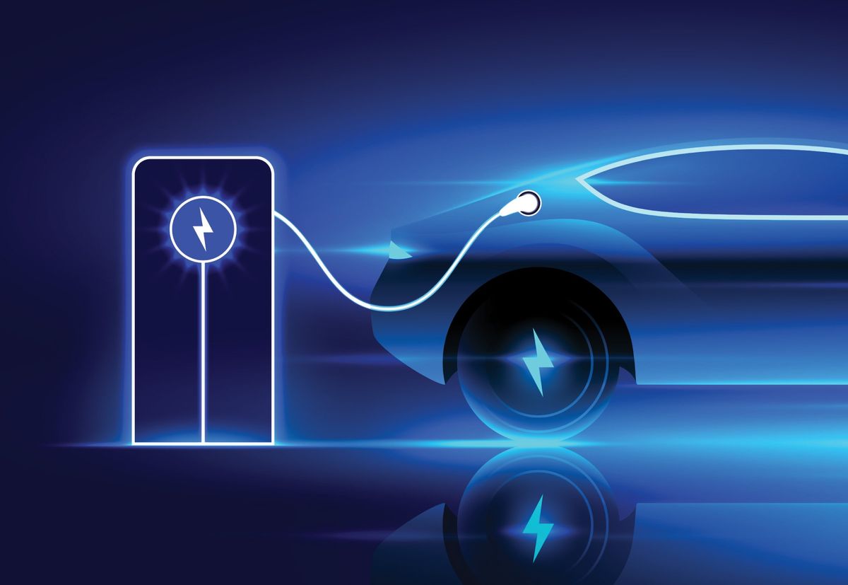 EV car and charger.