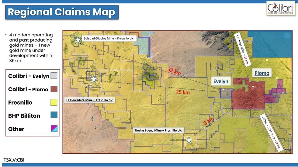 Evelyn-Plomo region - Map of regional claims