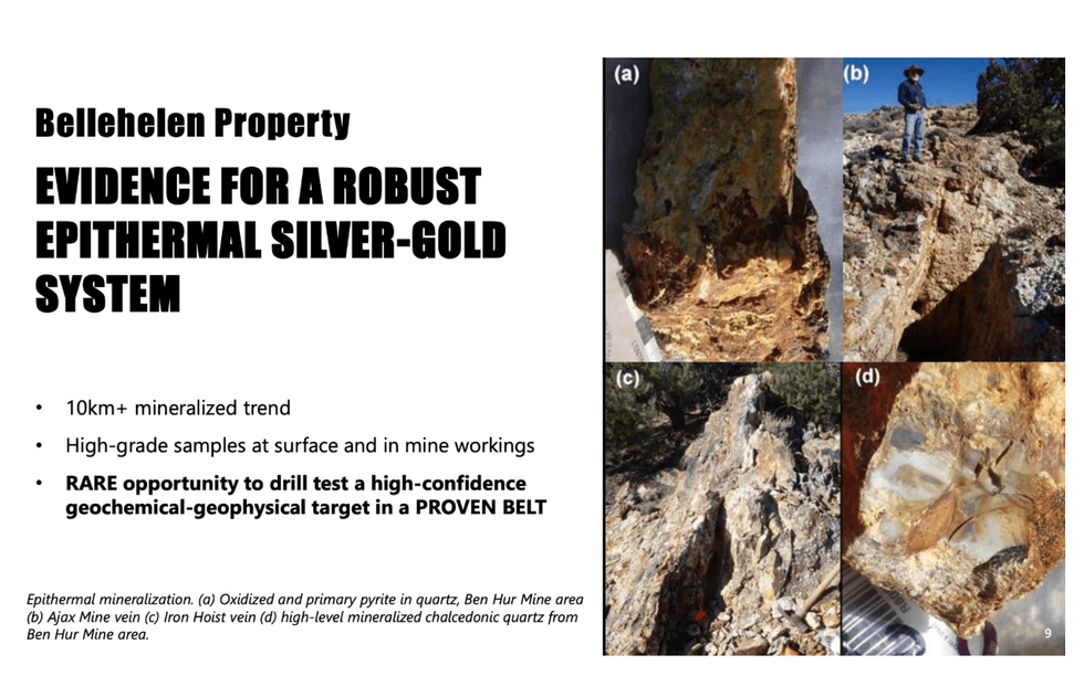 Excalibur Metals' Bellehelen property rocky terrain and geological formations.
