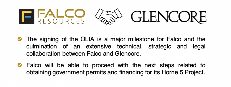 Falco Resources and Glencore