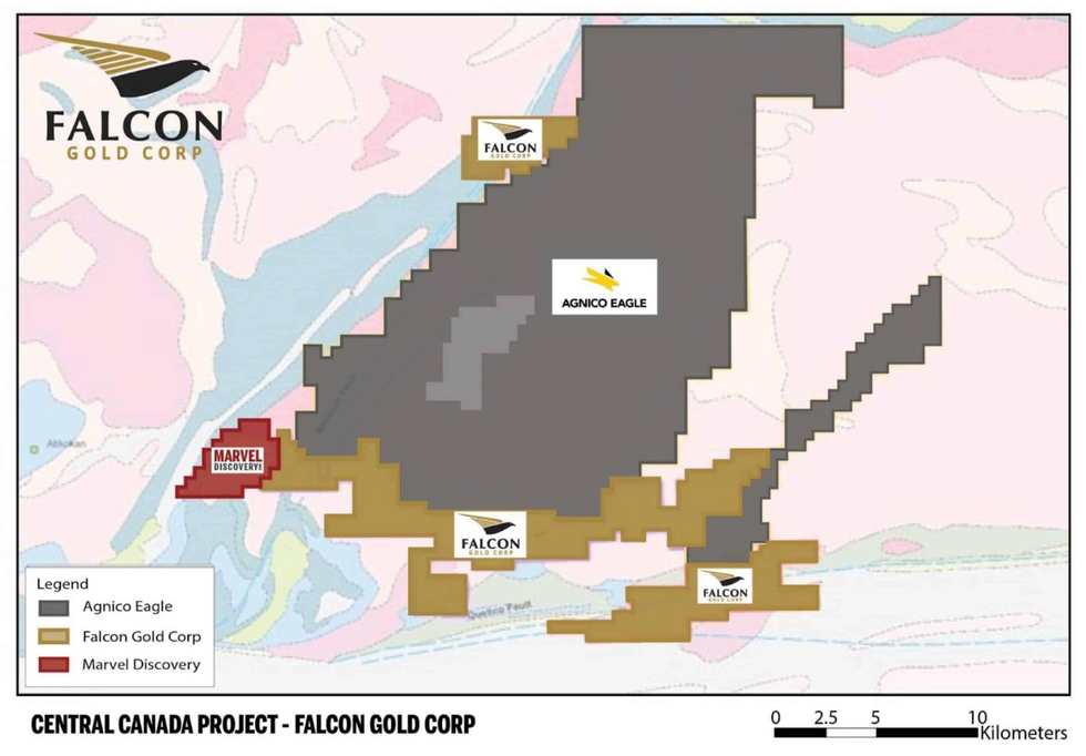 Falcon Gold Central Canada projects