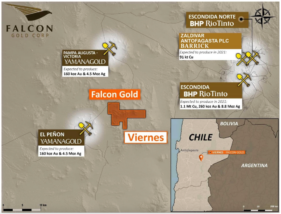 Falcon Gold Viernes property