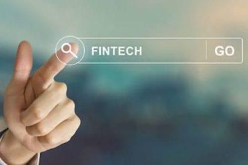 finger pointing to the word Fintech in search bar