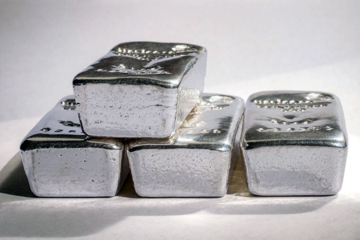 Four platinum group metals bullion bars.