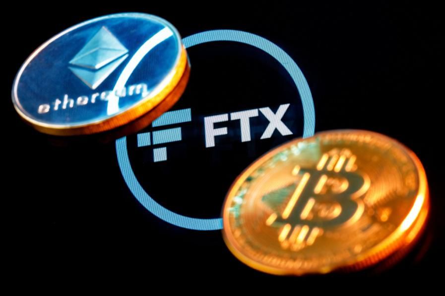 FTX logo with crypto coins