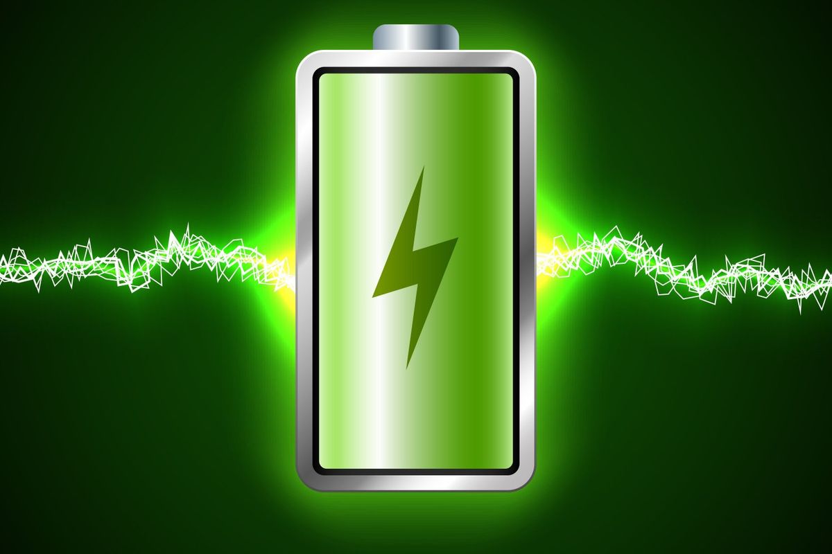 Fully charged green battery and short circuit. 