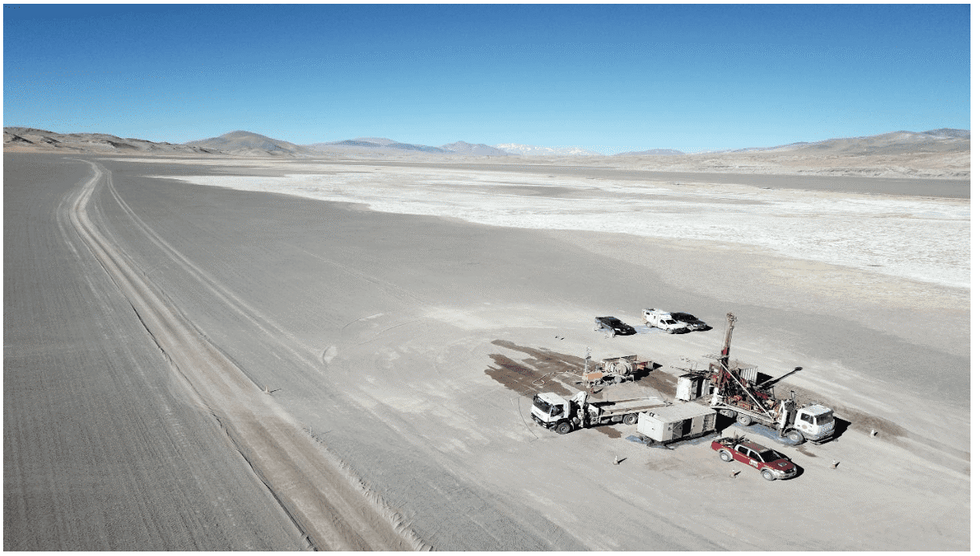 Galan Lithium - Drilling at Candelas looking south