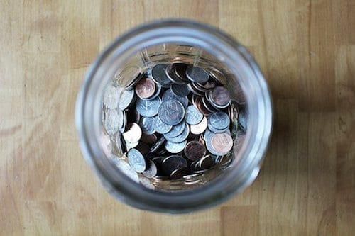 glass jar of nickels