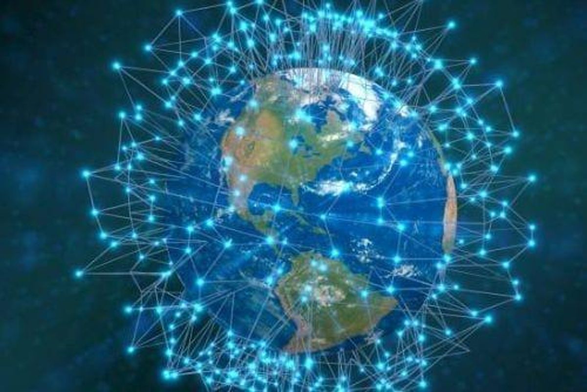 globe covered in pinpoints representing internet connectivity
