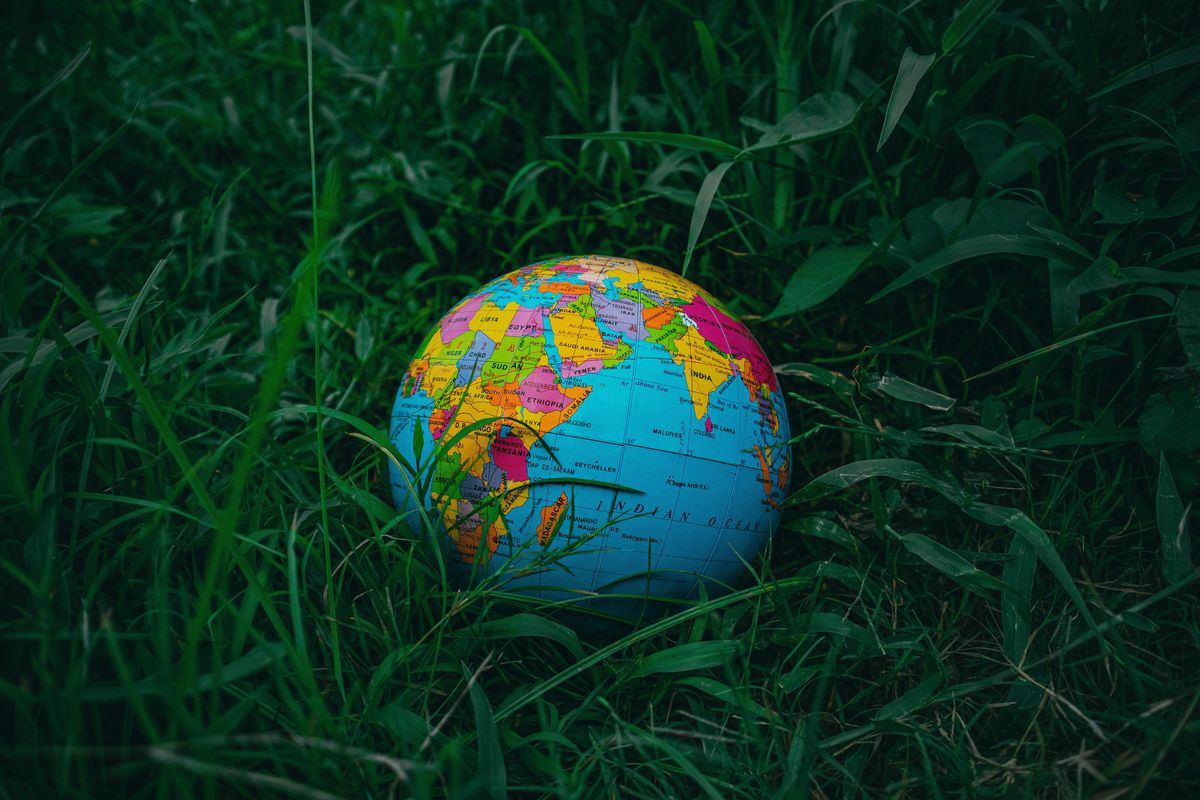 globe sitting in grass