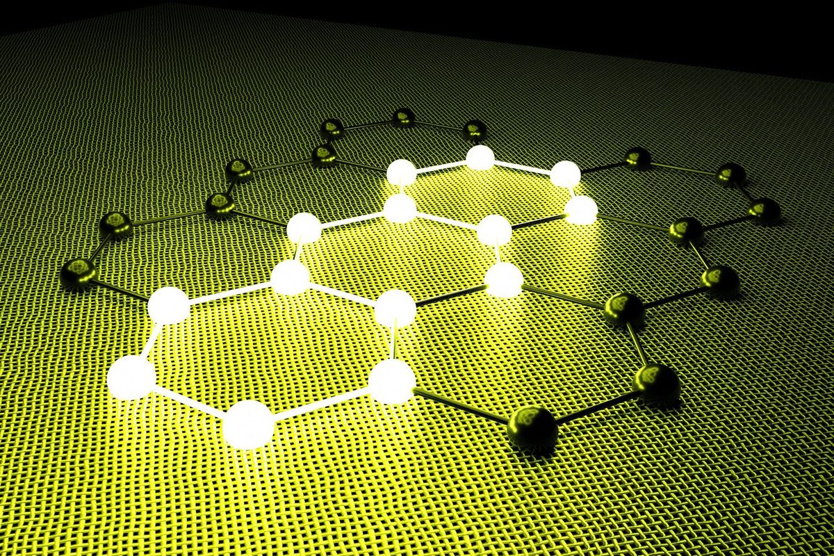 Glowing graphite molecules.