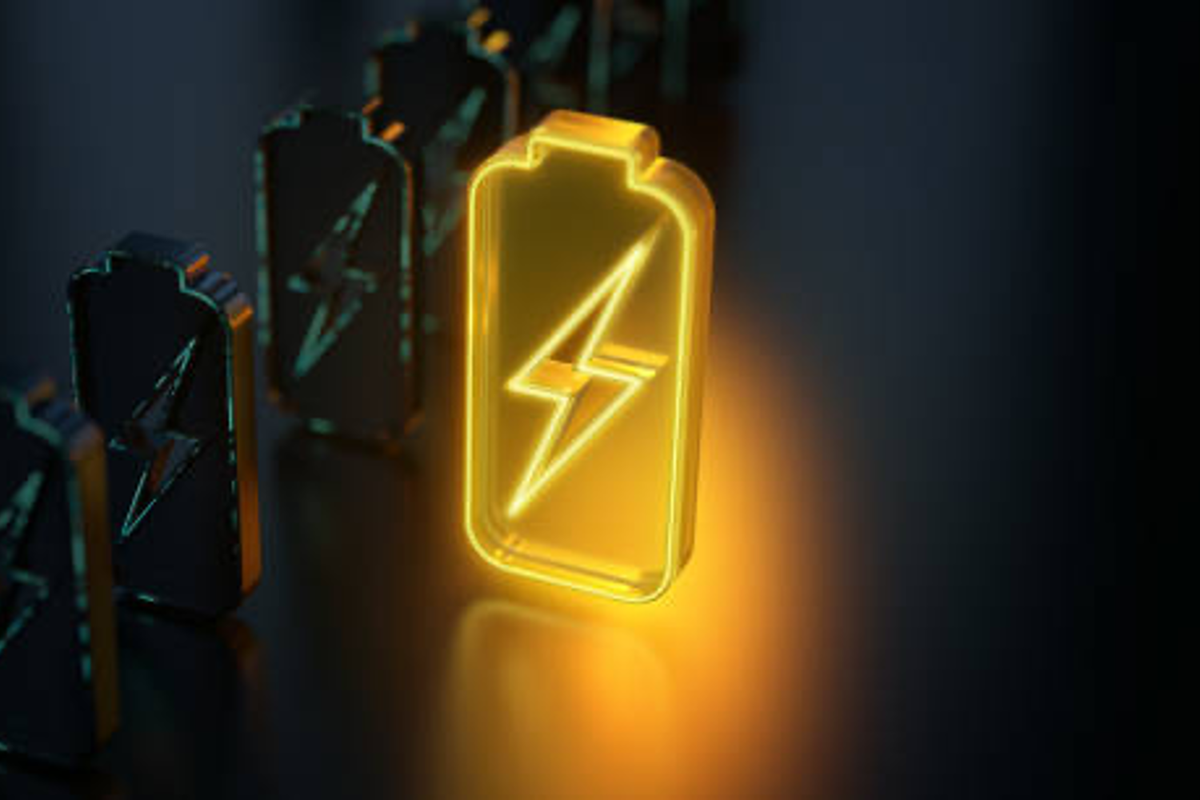 Glowing yellow battery.