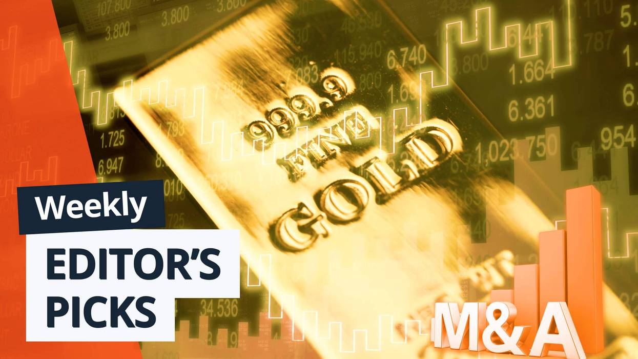 Gold bar with stock charts in background; text reads: "Weekly Editor's Picks."