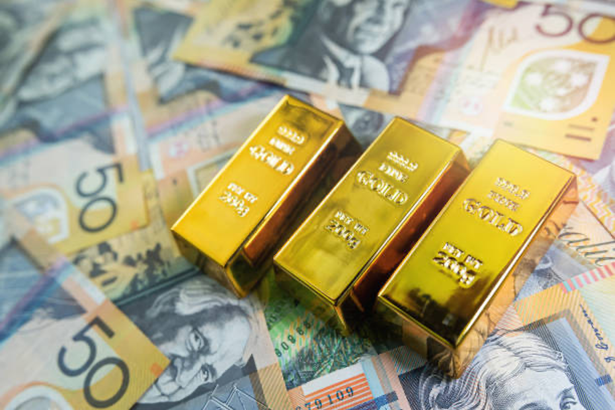 Gold bars and Australian dollars.