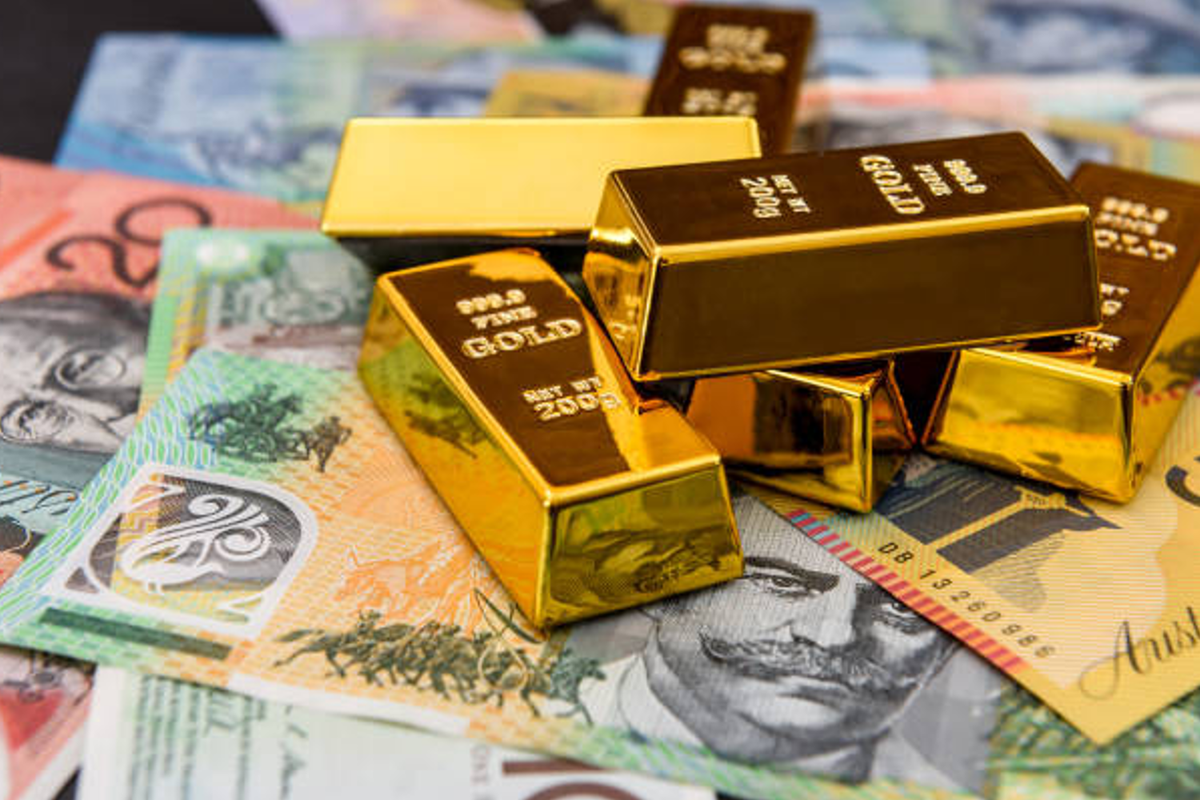 Gold bars and Australian money.