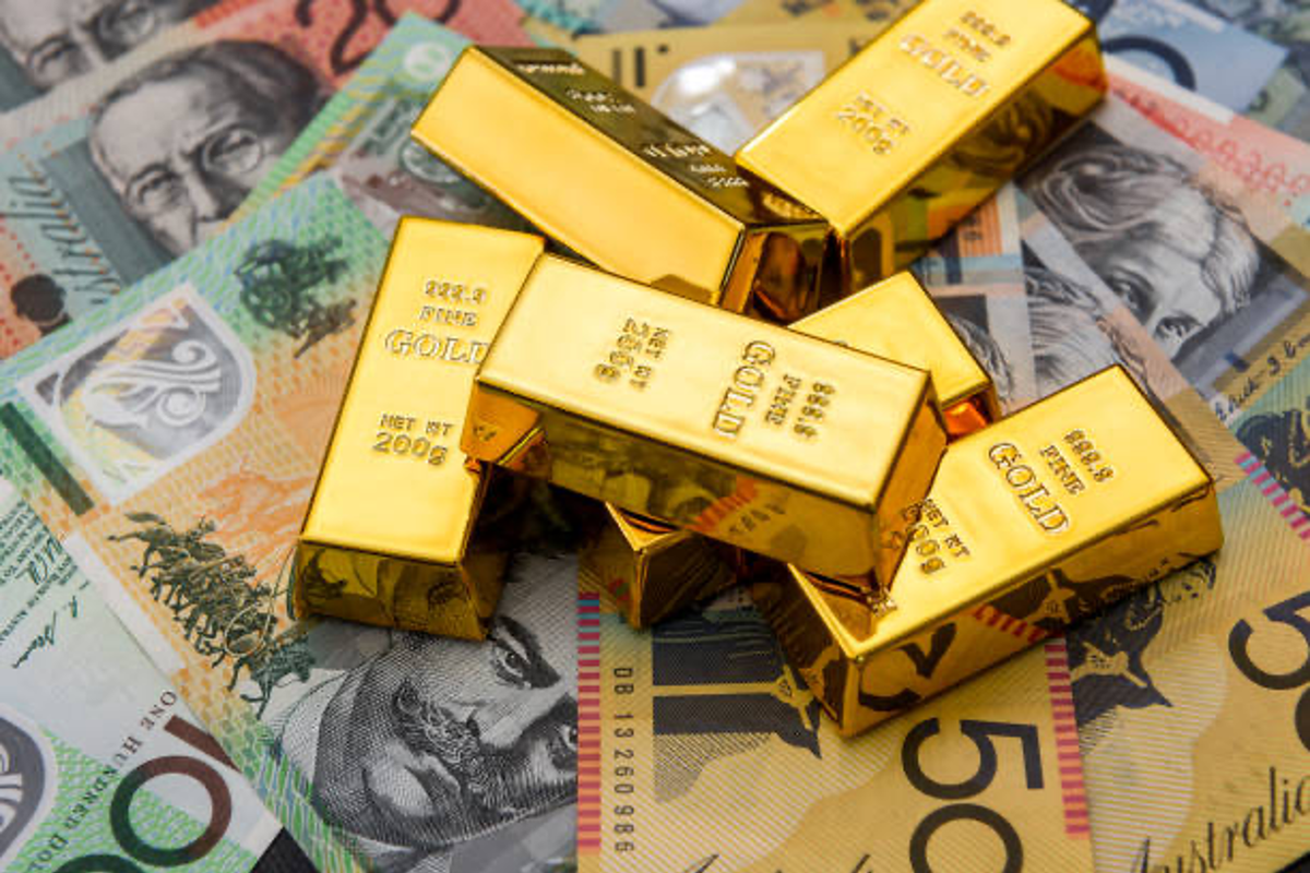 Gold bars and Australian money.