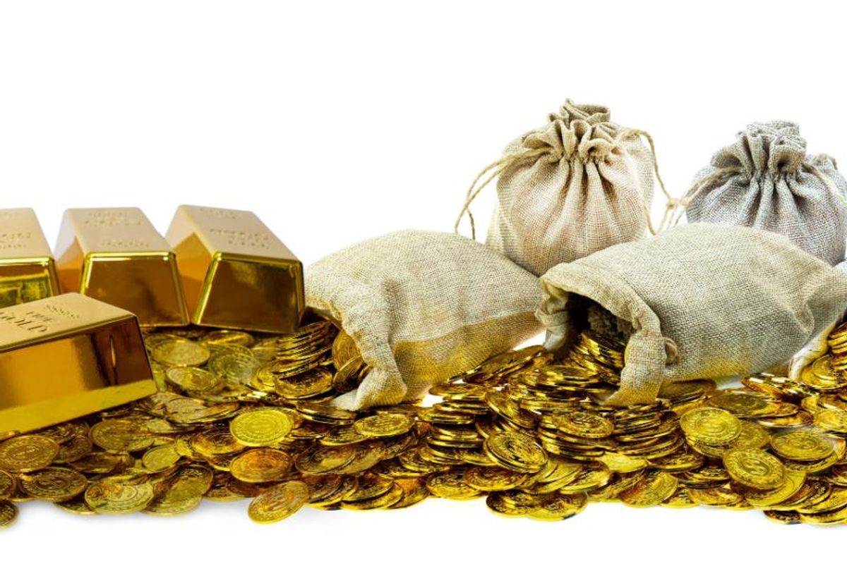 gold bars and coins
