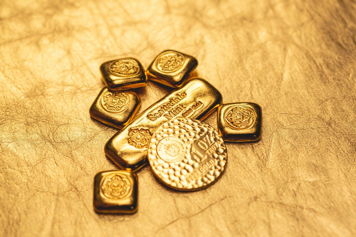 Gold bars and coins.