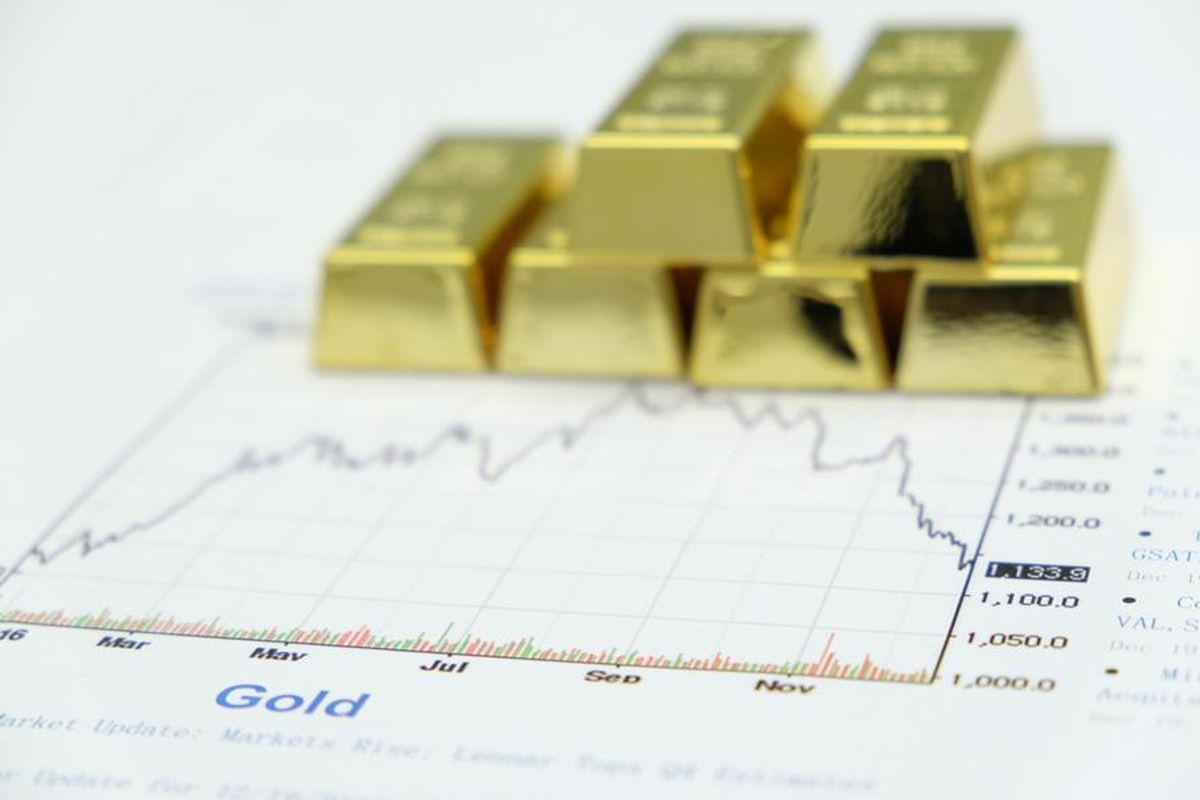 gold bars with chart