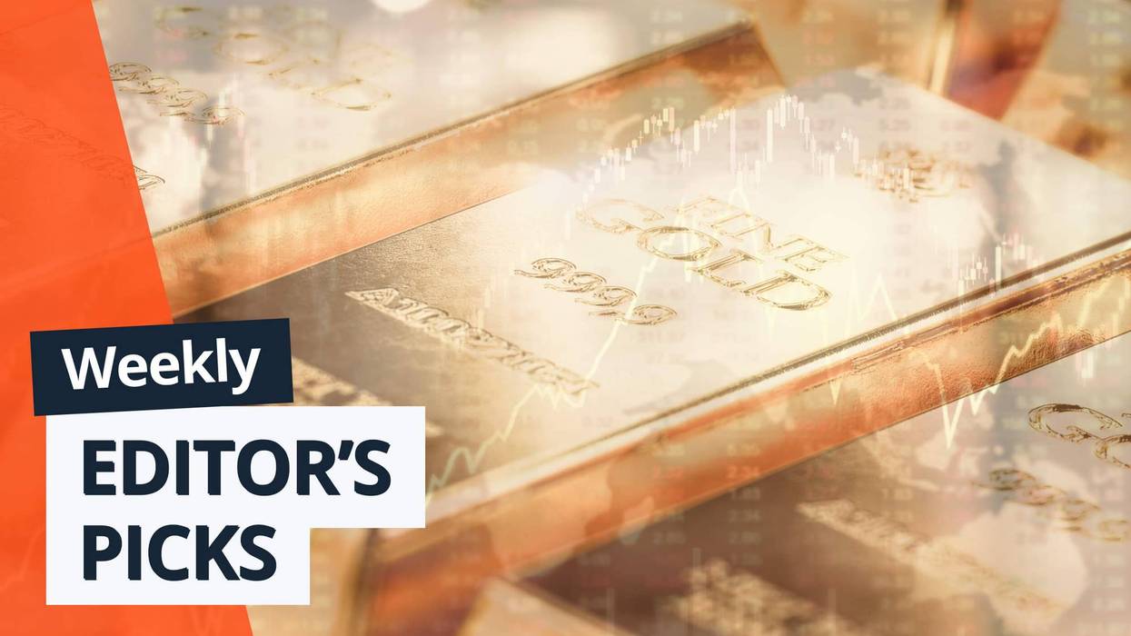 Gold bars with financial chart overlay; text says "Weekly Editor's Picks."