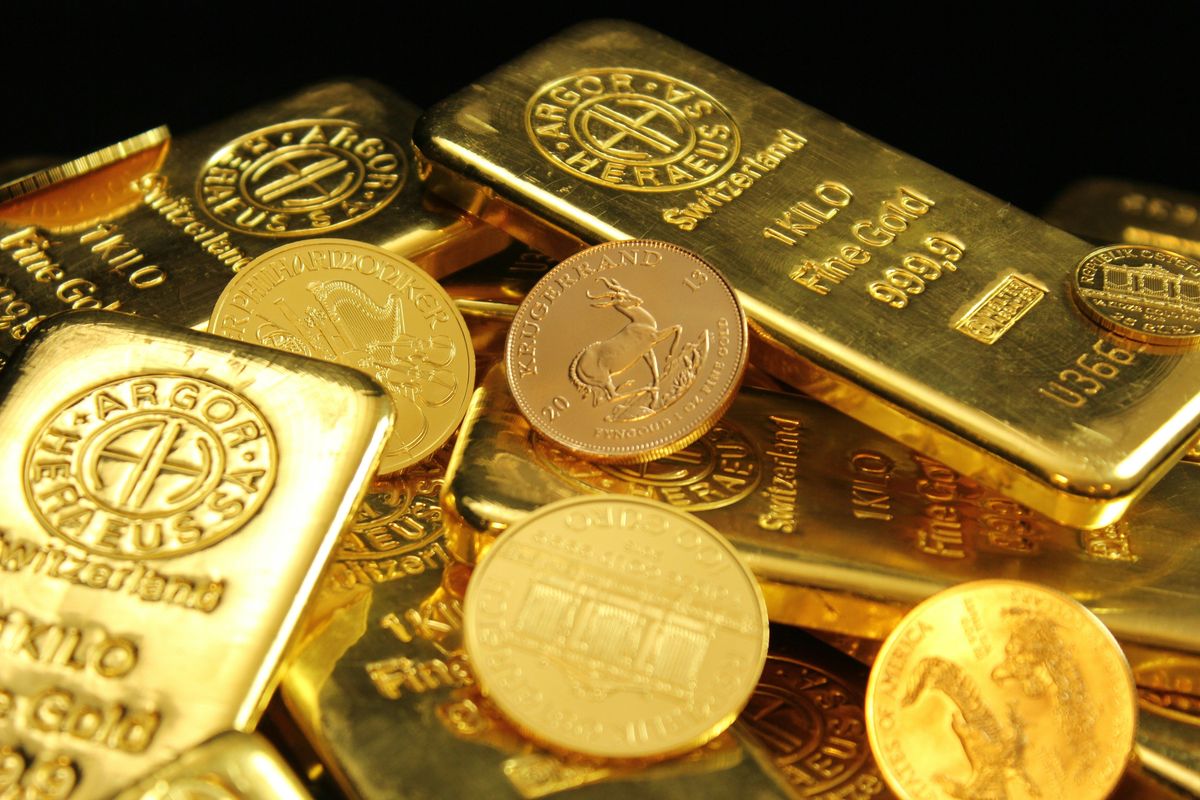 Gold coins and bars.