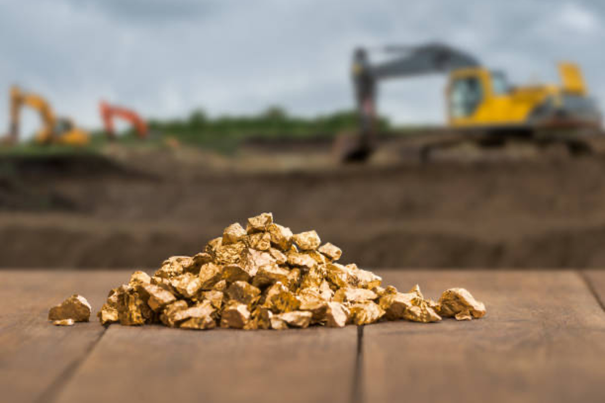 Gold nuggets at gold mine.